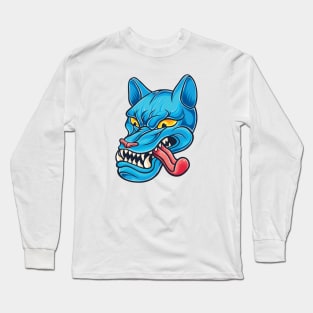 Crazy Blue Wolf Dog Long Sleeve T-Shirt